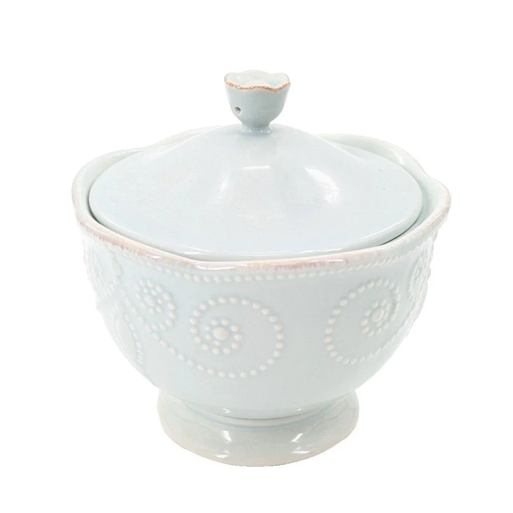 Lenox Pale Blue Ceramic Covered Sugar Bowl